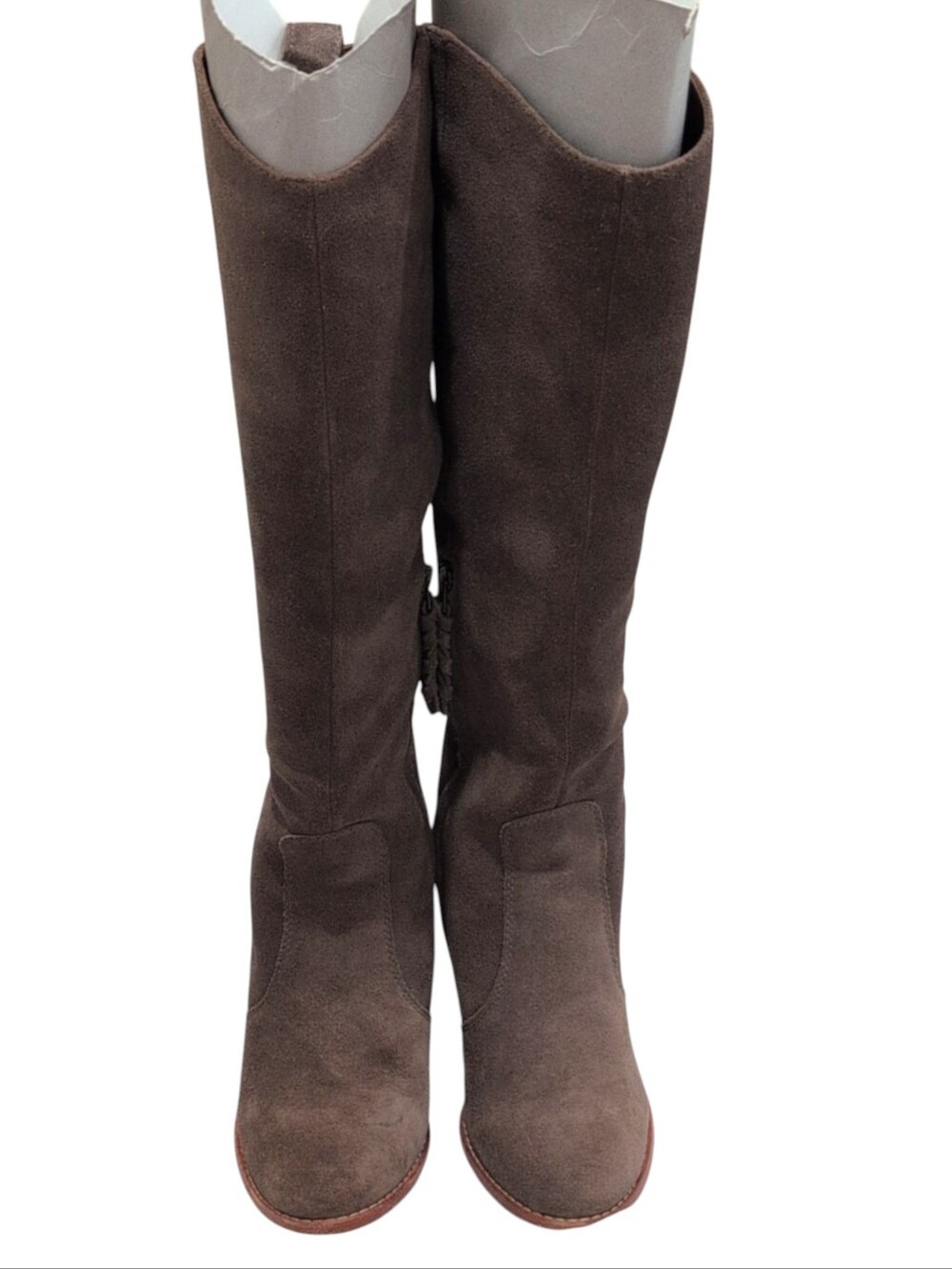JOIE Womens Gray Pull Tab Dagny Round Toe Block Heel Leather Heeled Boots 37 - Picture 6 of 11